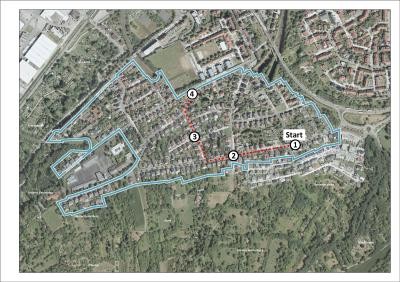 Grafik mit Route des Quartiersspaziergangs